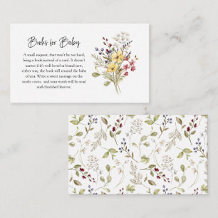 Zoete Wilde Bloem Baby Shower Boeken voor Baby Informatiekaartje
