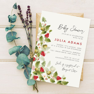 Zoete Wilde Bloemen Aardbei Baby Shower Kaart