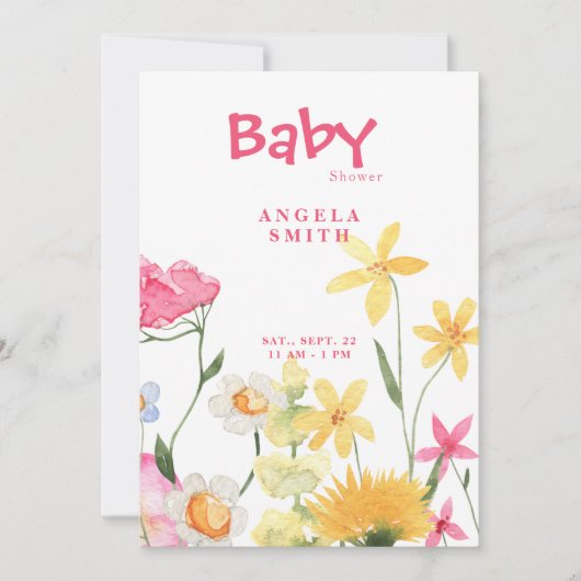 Zoete wilde bloemen kleurrijk Baby shower Kaart (Voorkant)