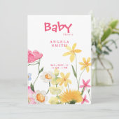 Zoete wilde bloemen kleurrijk Baby shower Kaart (Staand voorkant)
