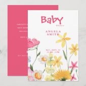 Zoete wilde bloemen kleurrijk Baby shower Kaart (Voorkant / Achterkant)