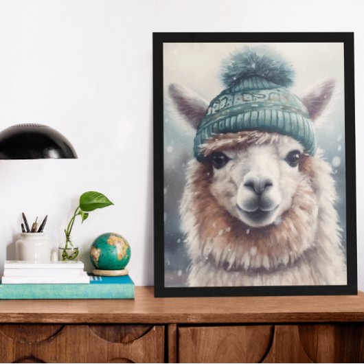 Zoete Winter Alpaca, op maat Poster