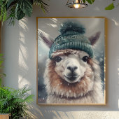 Zoete Winter Alpaca, op maat Poster
