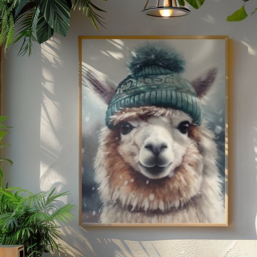 Zoete Winter Alpaca, op maat Poster