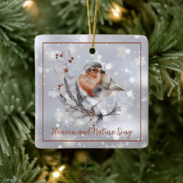 Zoete Winter vogel en sneeuw aangepaste Vakantie  Keramisch Ornament