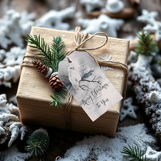 Zoete Winteruil Kerstcadeautags Cadeaulabel