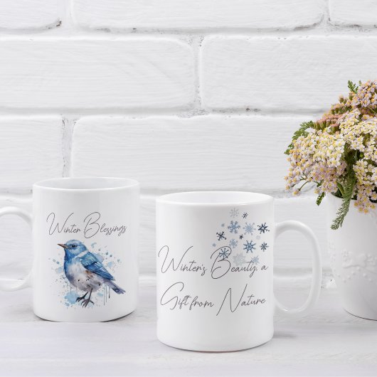 Zoete wintervogel inspirerende Waterverf Tweekleurige Koffiemok