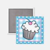 Zoete witte cupcake keukenmagneet magneet (Voorkant / Achterkant)