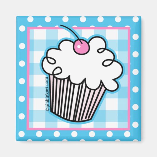 Zoete witte cupcake keukenmagneet magneet (Voorkant)