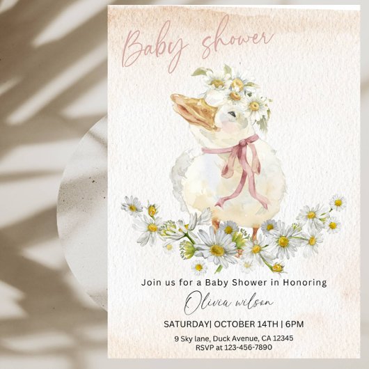 Zoete Witte Eend Baby Shower Feest Kaart