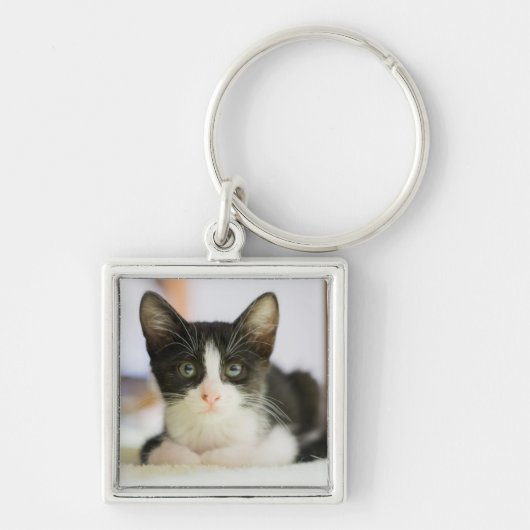 Zoete witte en zwarte keuken sleutelhanger (Voorkant)