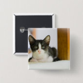 Zoete witte en zwarte keuken vierkante button 5,1 cm (Voorkant /achterkant)