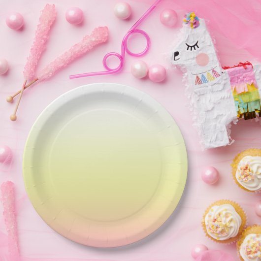 Zoete witte gele roze gradiënt ombre papieren bordje (Feest)