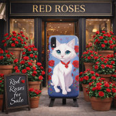 Zoete Witte Kat & Rozen Beschermende Hoes voor Tel