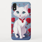 Zoete Witte Kat & Rozen Beschermende Hoes voor Tel