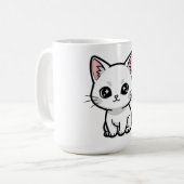 Zoete Witte Kitten Koffiemok (Voorkant links)