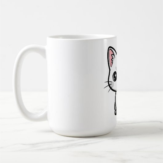 Zoete Witte Kitten Koffiemok (Links)