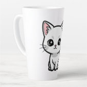 Zoete Witte Kitten Latte Mok (Linkerhoek)