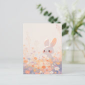 Zoete Witte Konijn in Pastelweide Briefkaart (Staand voorkant)