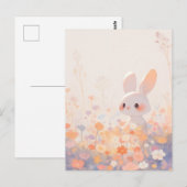 Zoete Witte Konijn in Pastelweide Briefkaart (Voorkant / Achterkant)