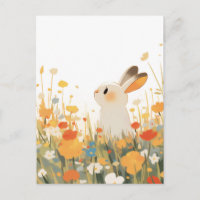 Zoete Witte Konijn in Zonnige Wilde Bloemenweide