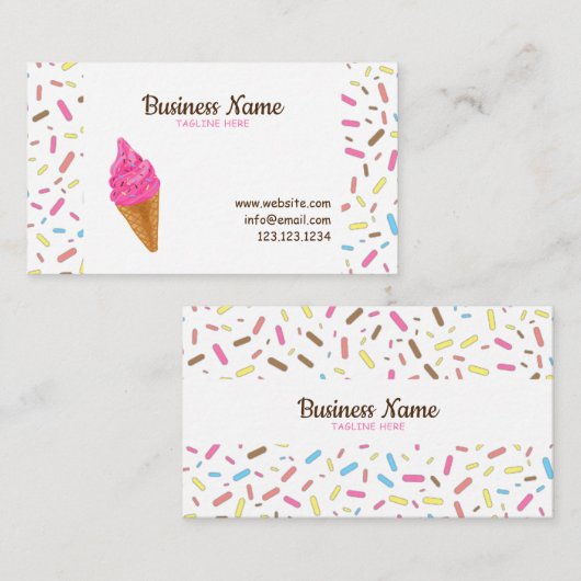 Zoete witte penseeltjes voor prinsessen Ice Cream  Visitekaartje (Voorkant / Achterkant)