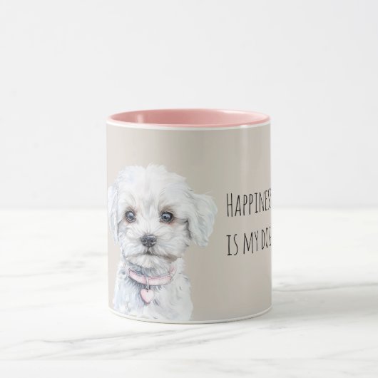 Zoete Witte Puppy Hond Mok (Midden)