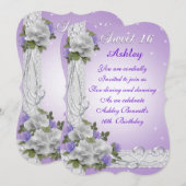 Zoete witte rozen van 16 partijen kaart (Voorkant / Achterkant)