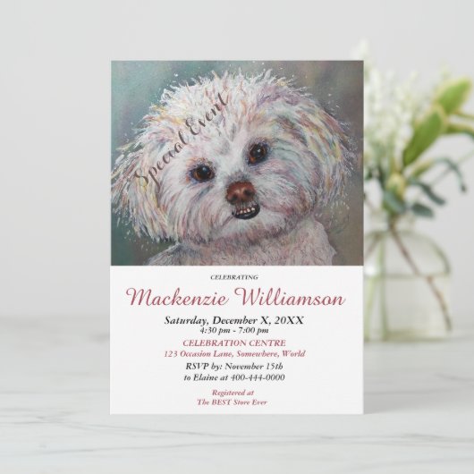 ZOETE WITTE SHIH TZU WENST GELUKKIGE VERJAARDAG KAART (Staand voorkant)