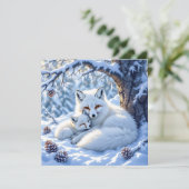 Zoete Witte Vossen in de Sneeuw (Staand voorkant)