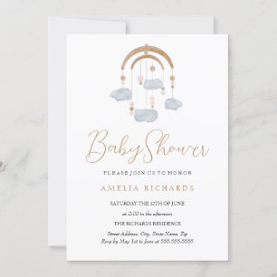 Zoete wolk stoffig blauwe mobiele baby shower kaart