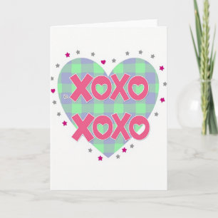 Zoete Xoxo Geruite Hartkaart Kaart