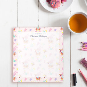 Zoete zacht roze waterverf konijnenpatroon Naam Notitieblok