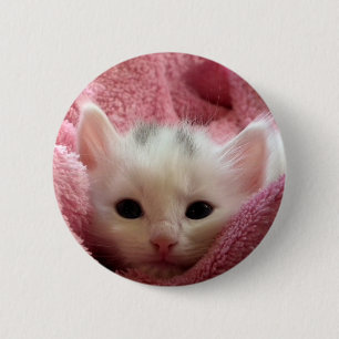 Zoete zachte kat ronde button 5,7 cm