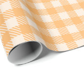 Zoete zachte perzik oranje gingham geruit geruit cadeaupapier (Rol Hoek)