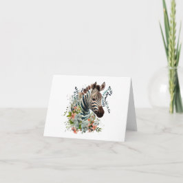 Zoete Zebra met veel bloemen BLANK Kaart