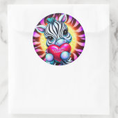 Zoete Zebra Valentijn Ronde Sticker (Tas)