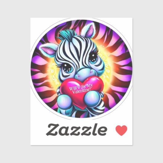 Zoete Zebra Valentijn Sticker (Vel)
