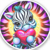 Zoete Zebra Valentijn Sticker (Voorkant)