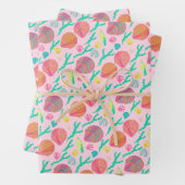 Zoete zeeschelpen  roze patroon inpakpapier vel (In situ)