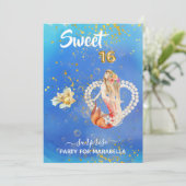 ** ZOETE ZESTIEN 16 Pearl Heart Zeemeermin Verjaar Kaart (Staand voorkant)