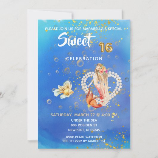 ** ZOETE ZESTIEN 16 Pearl Heart Zeemeermin Verjaar Kaart (Achterkant)