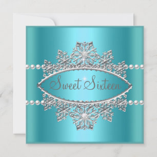 Zoete Zestien 16 Turquoise Blauwe Tiara Parel Zilv Kaart