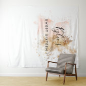 Zoete Zestien 16e Verjaardag Photo Booth Achtergro Wandkleed (In Situ (horizontaal))