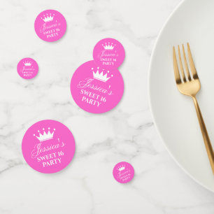 Zoete zestien 16e verjaardag van de roze roze tafe confetti