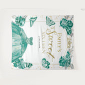 Zoete Zestien Achtergrond Vlinder Groene Jurk Wandkleed (Voorkant (horizontaal))