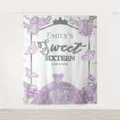 Zoete Zestien Achtergrond Vlinder Lavendel Jurk Wandkleed (Voorkant)