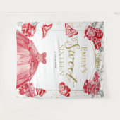 Zoete Zestien Achtergrond Vlinder Rode Jurk Bloeme Wandkleed (Voorkant (horizontaal))