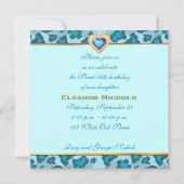 Zoete zestien blauwe luipaard juweel hart verjaard kaart (Achterkant)