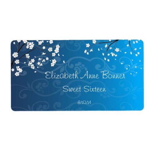 Zoete Zestien Blauwe Waterfleslabels Etiket (Voorkant)